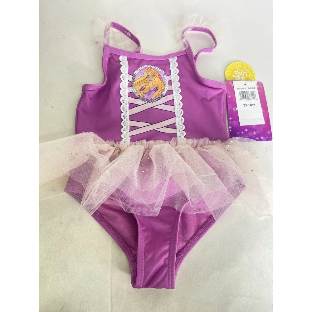 Disney Tangled Rapunzel Tutu One Piece Swimsuit Swimwear Girls Size 3T
